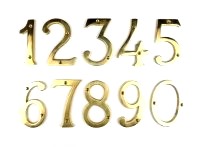 House number, polished brass