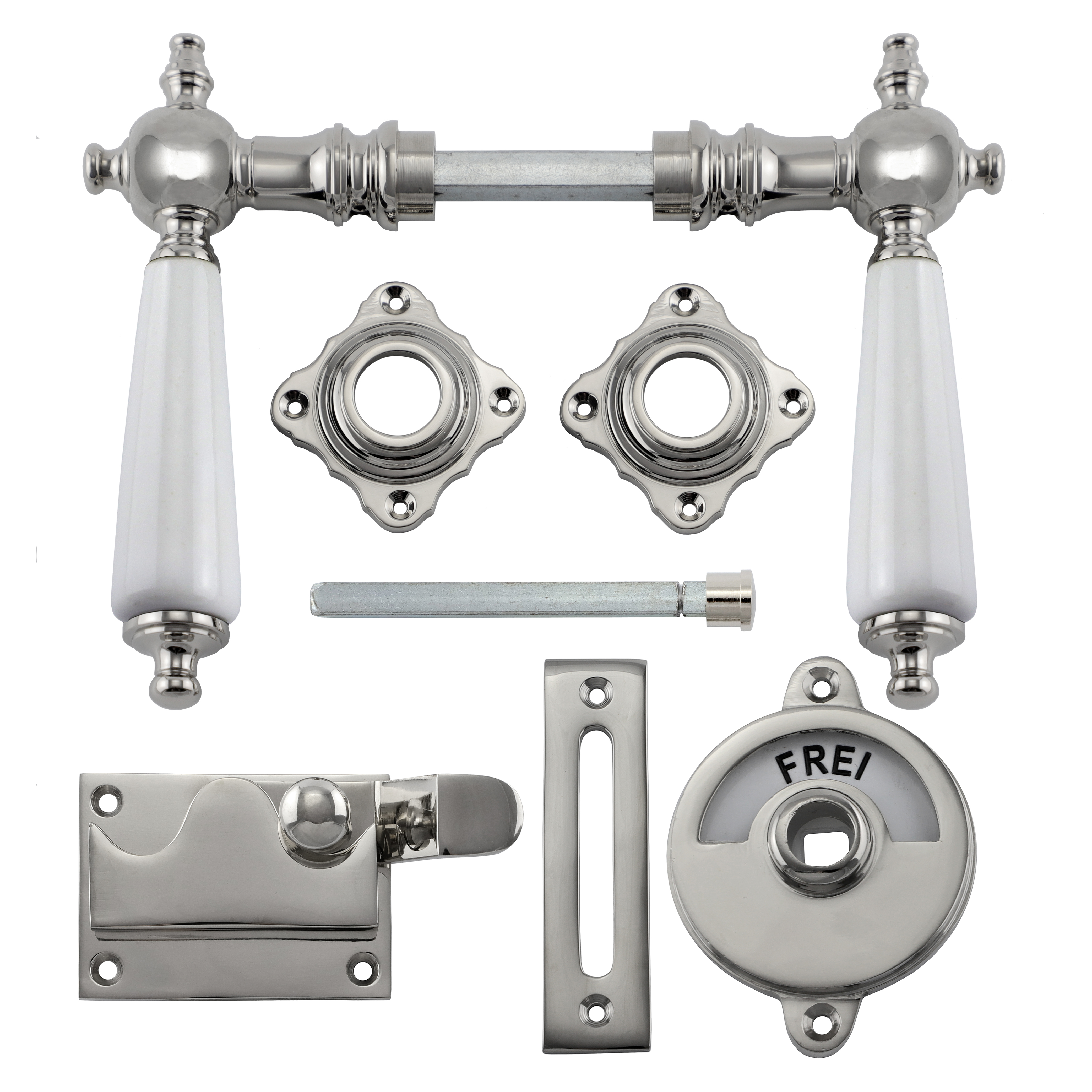 341.0017.10 WC door fitting / Cranked bolt / Lock with indicator Polished nickel-plated brass