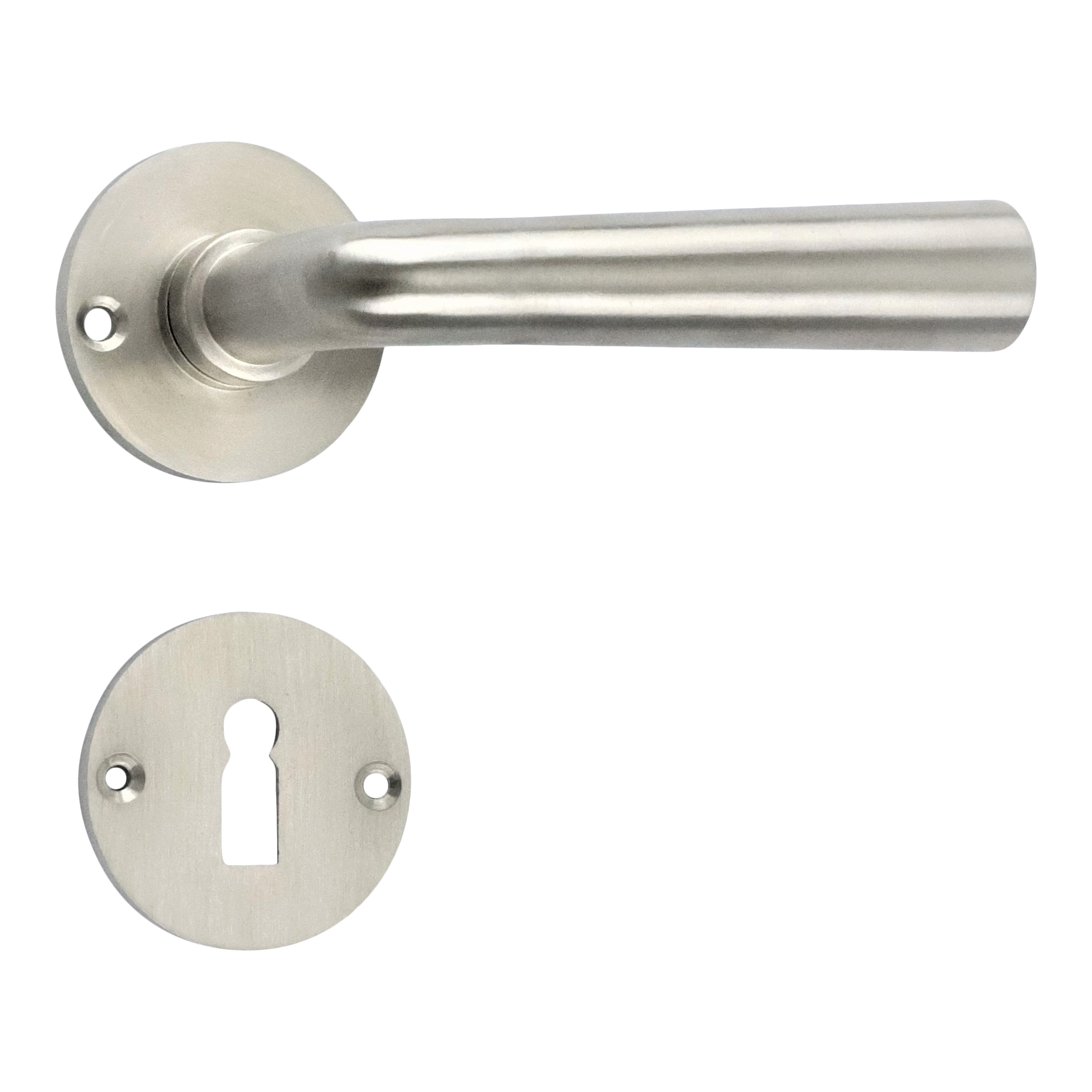 321.0238.15 Door handles with rosettes brass nickel plated matt 20s style