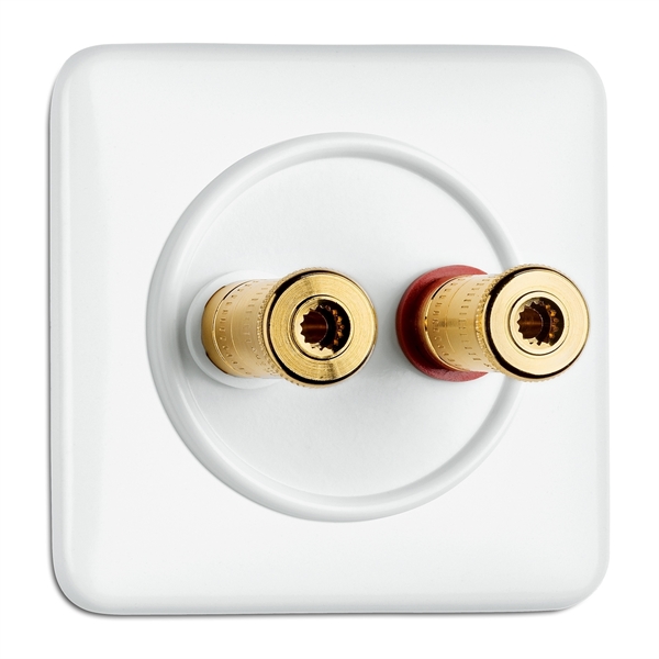 900.0016.DW Loudspeaker junction box WBT Duroplast, flush-mounted switch system Duroplast white with angular cover