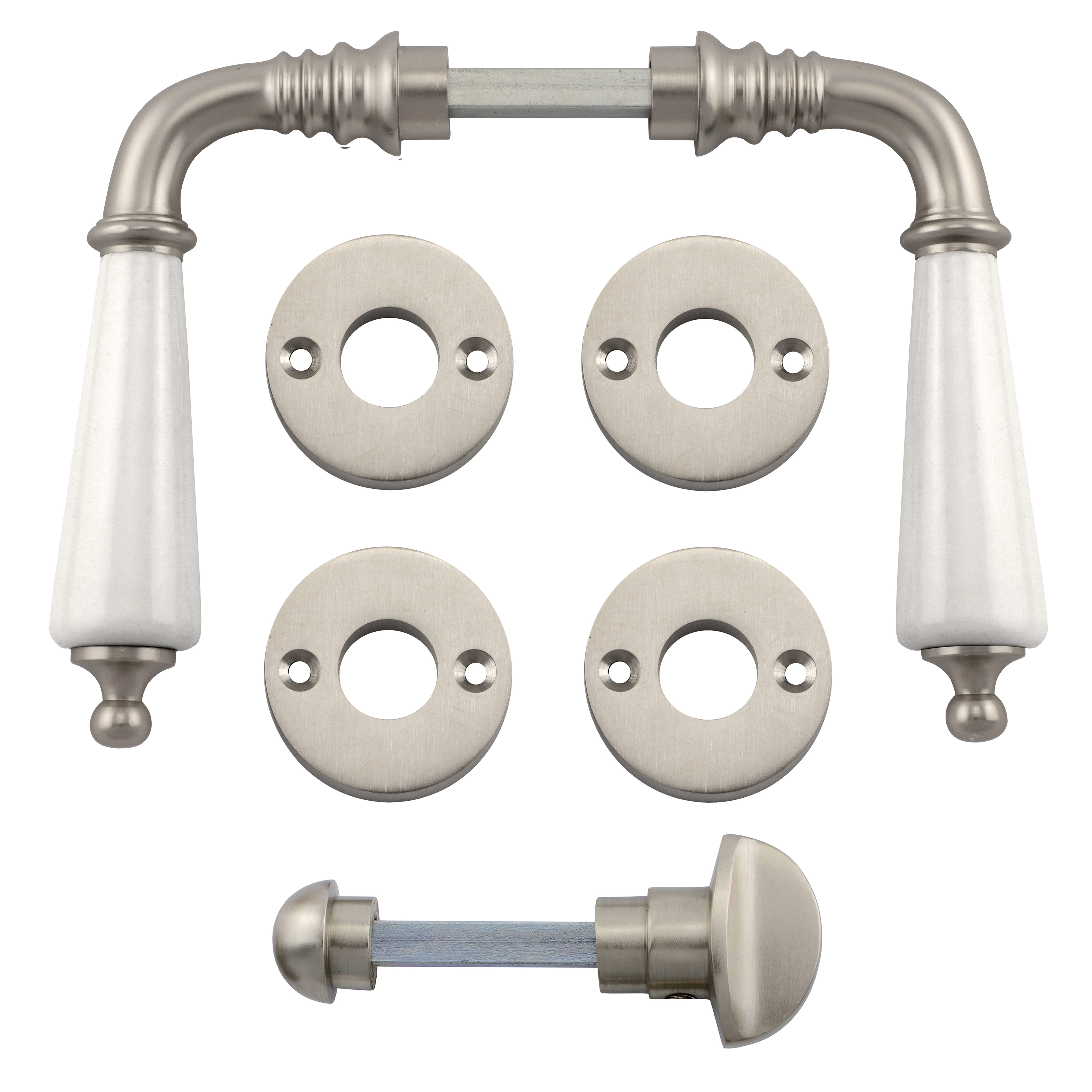 341.0099.15 WC door fitting with turn / turn knob brass nickel plated matt porcelain