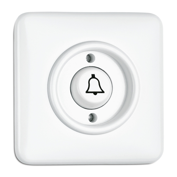 900.0022.DW Rocker pushbutton bell, flush-mounted switch system Duroplast white with square cover