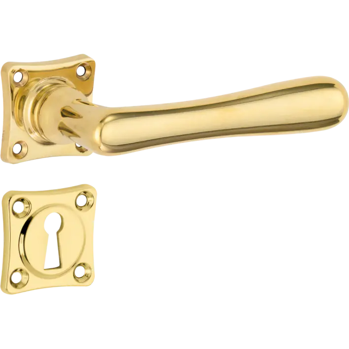 321.0233.35 Door handles with rosettes brass polished 20s style