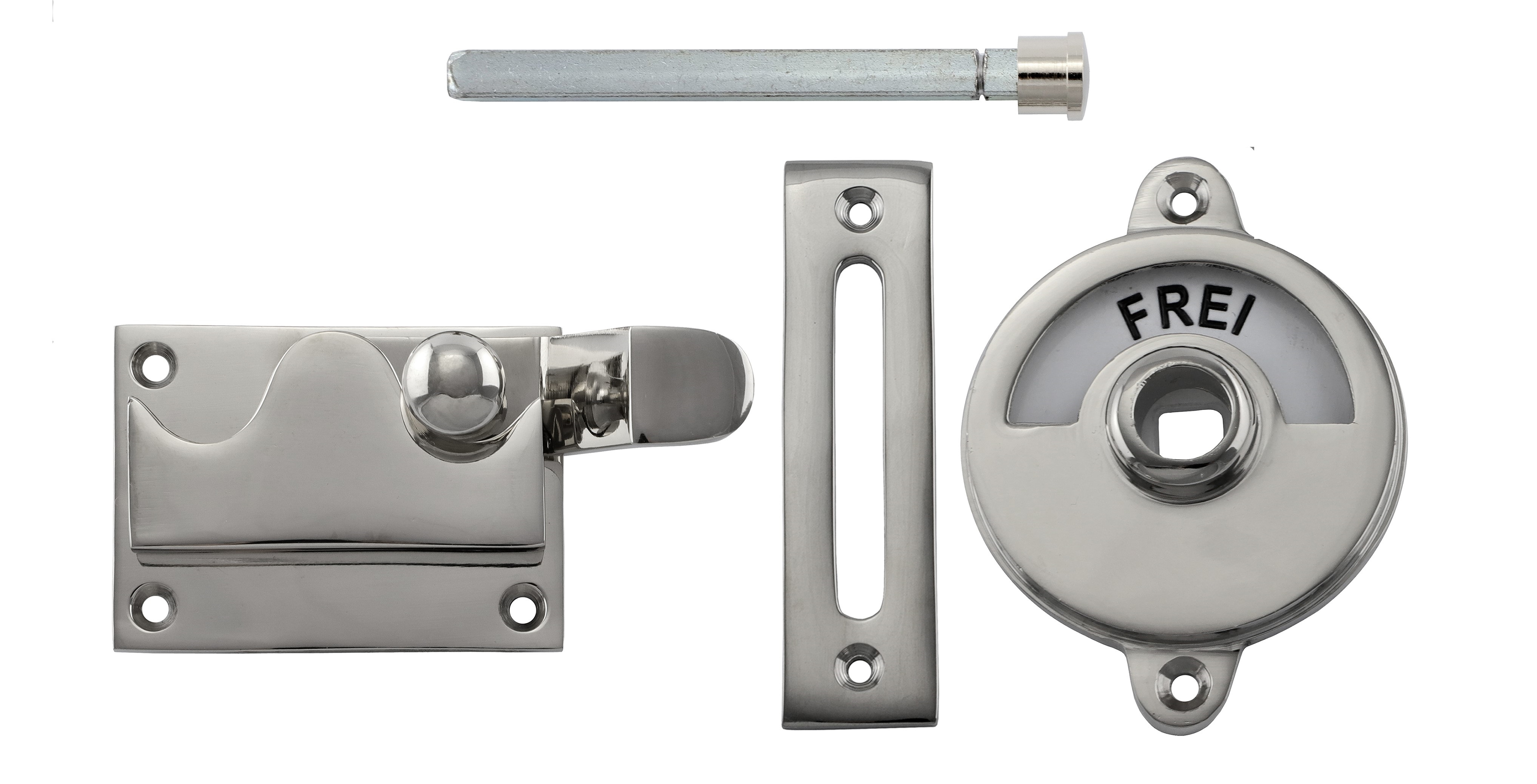 12374.10 WC lock / latch cranked with indicator brass nickel plated polished 