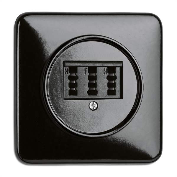 900.0005.BS Telephone socket Bakelite, flush-mounted switch system black with square cover