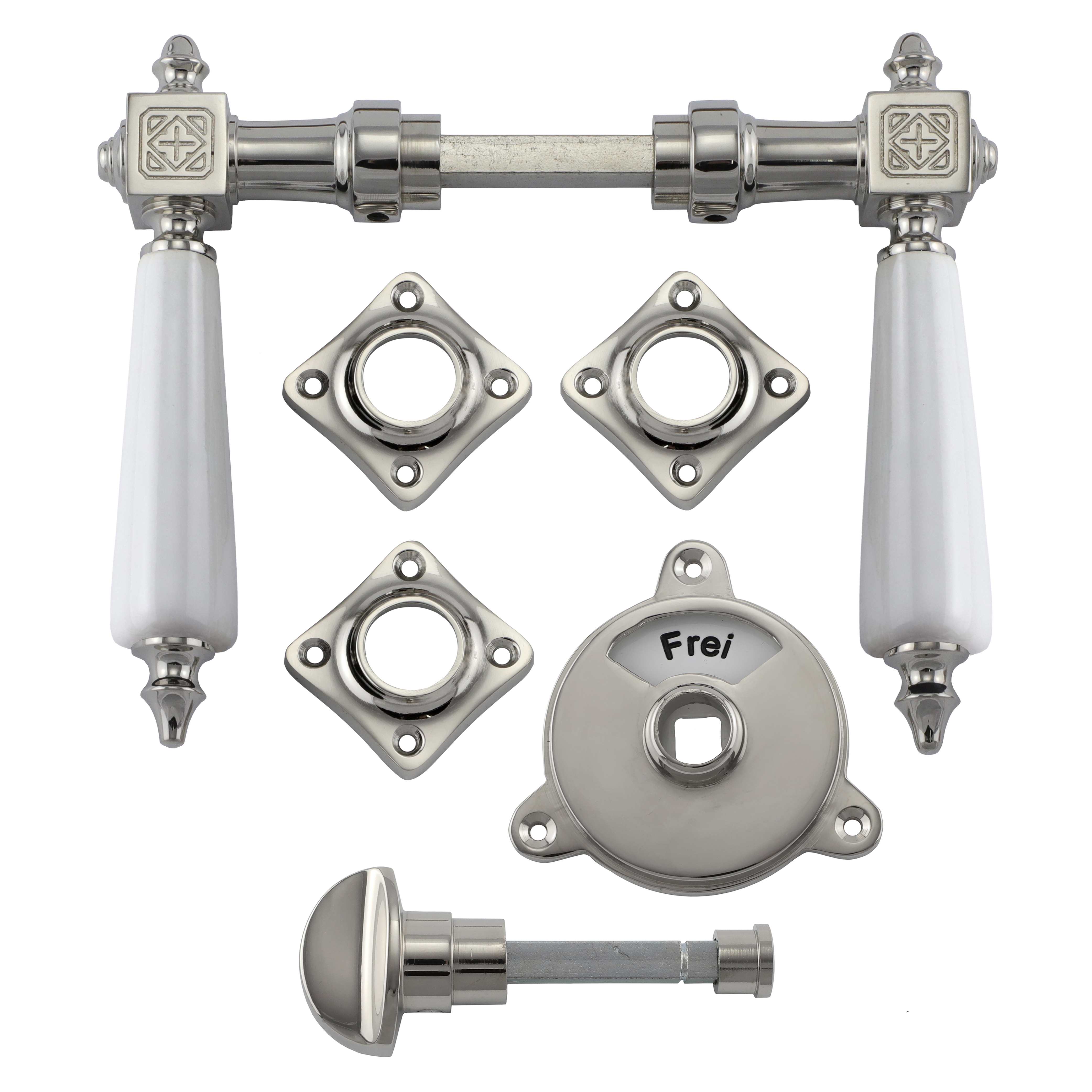 341.0252.10 WC door fitting with rotary knob / lock with indicator brass nickel-plated polished 341.0252.10 WC door fitting with rotary knob / lock with indicator brass nickel-plated polished