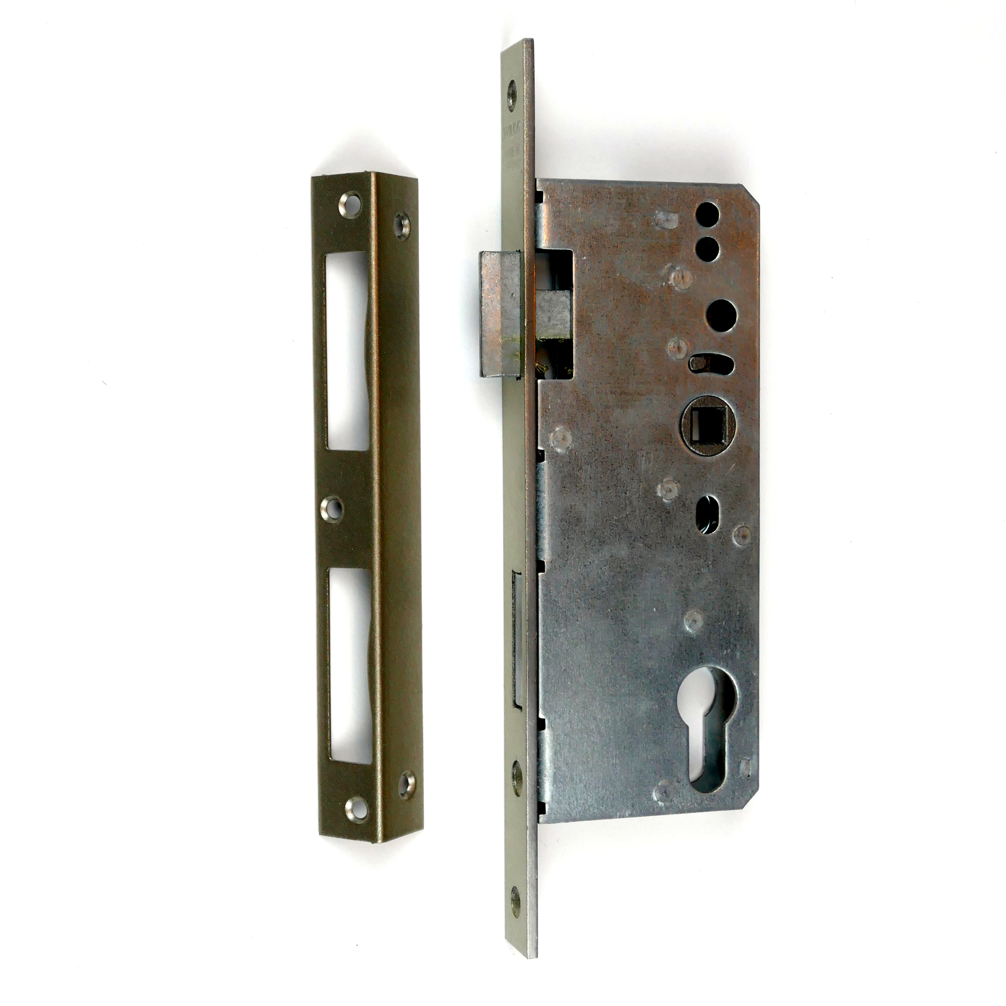 Mortise lock with brass cuff