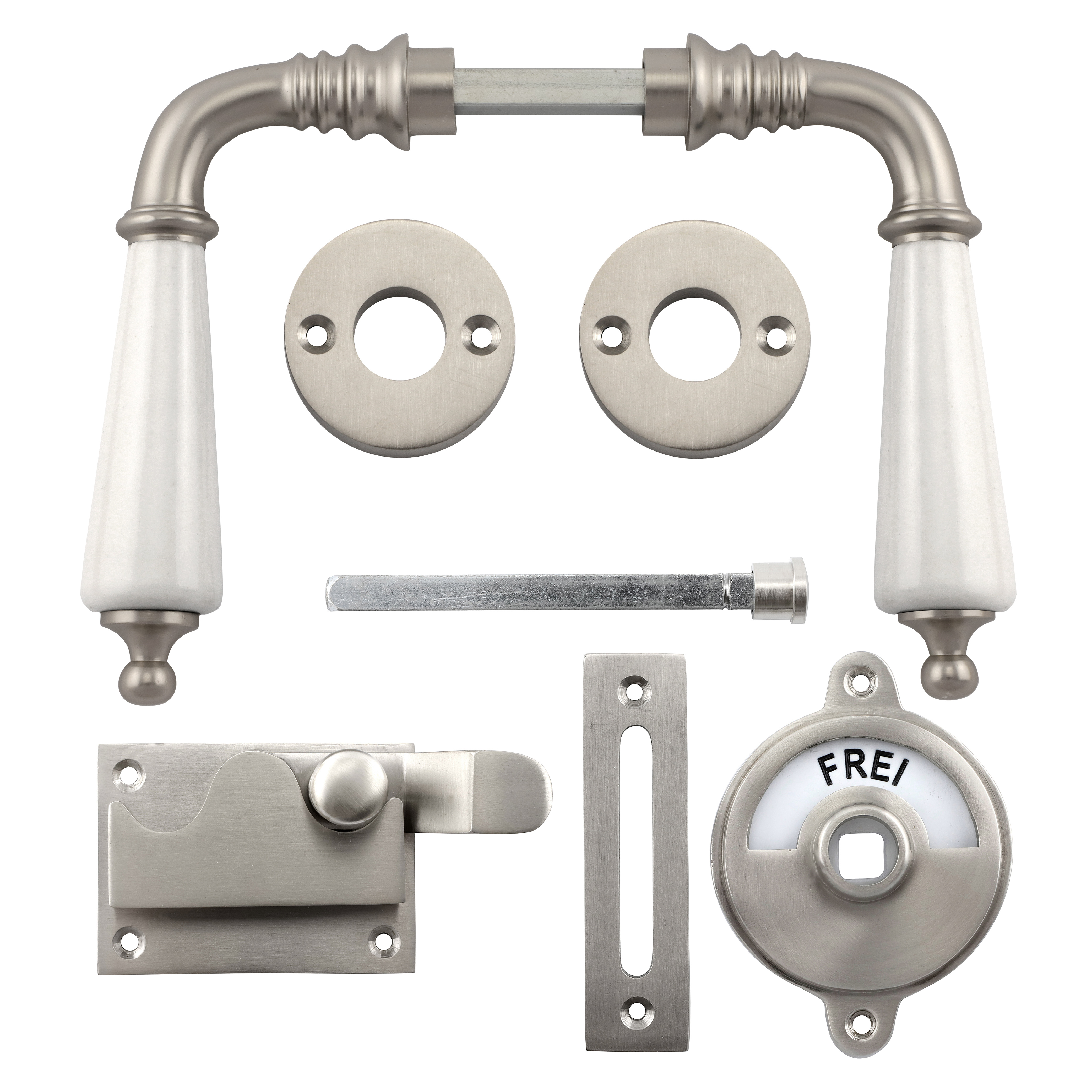 341.0101.15 Toilet door fitting / Cranked bolt / Lock with indicator Brass nickel-plated matt