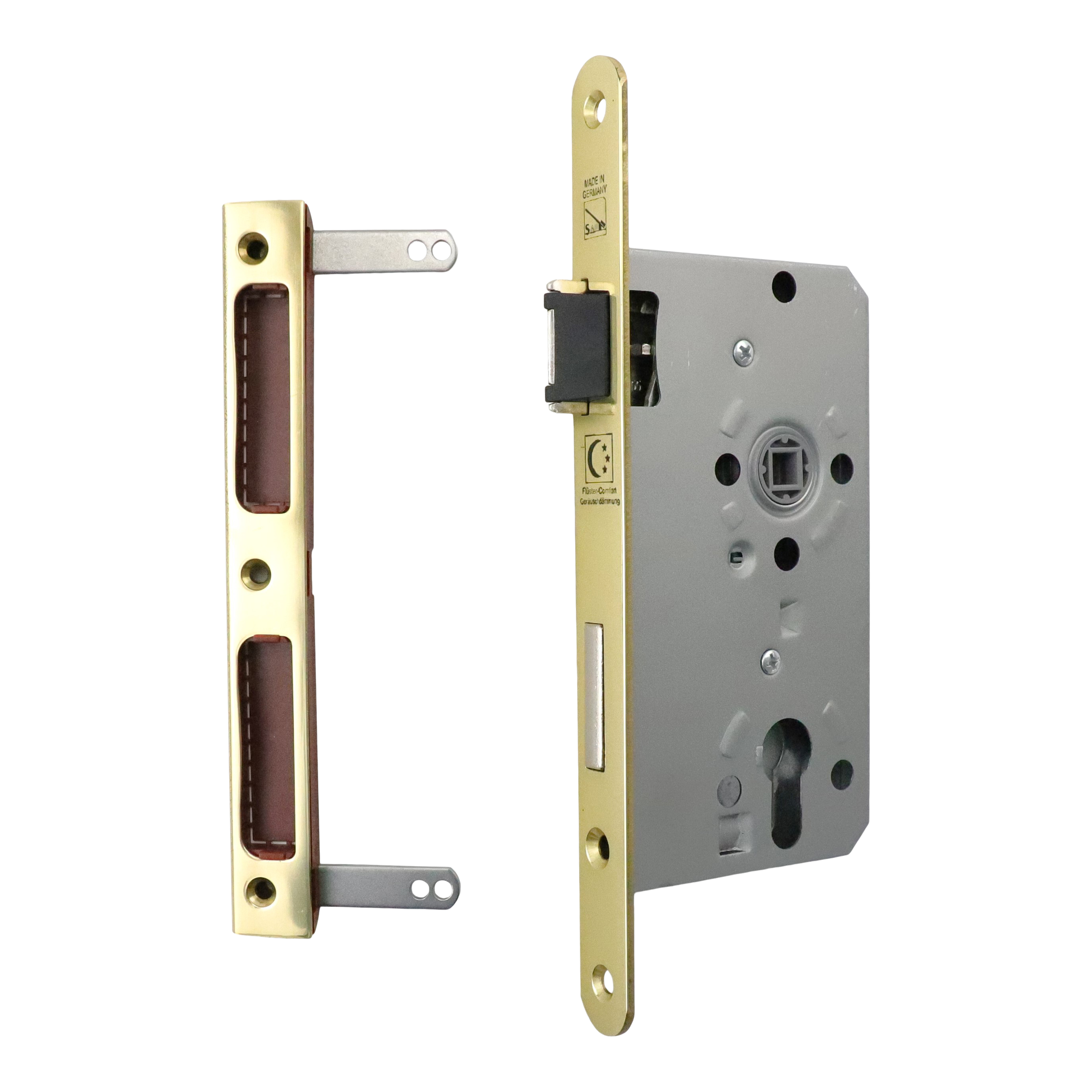 Mortise lock with brass cuff