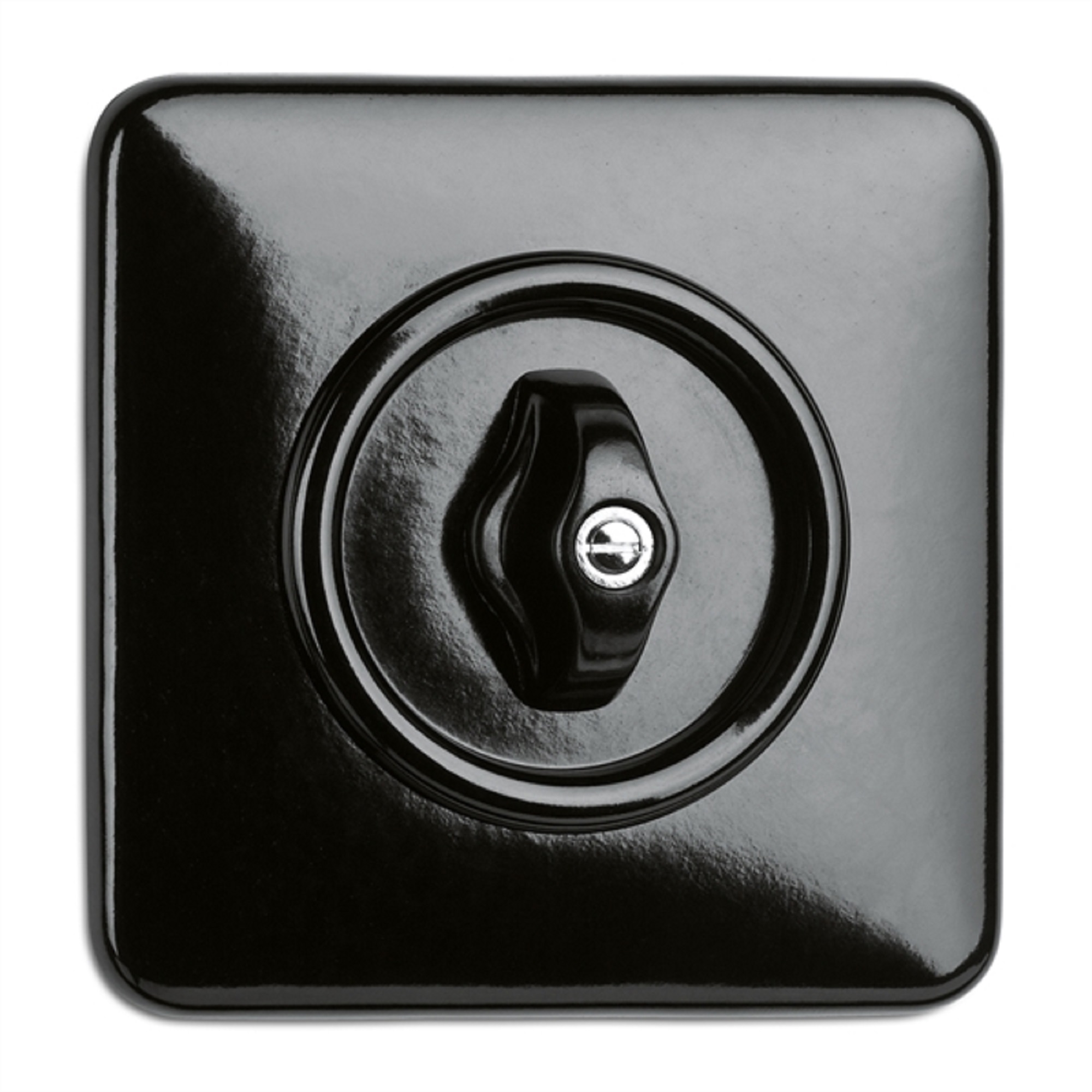  900.0014.BS Rotary switch changeover, flush-mounted switch system Bakelite black with square cover