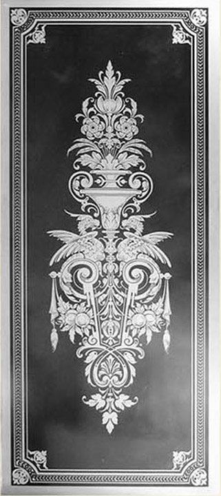 05.02.041 Historical glass pane, large sizes sandblasted- motif 160